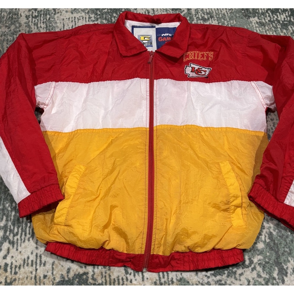 90s Kansas City Chiefs NFL Game Day Competitor Jacket Nylon Zip Small KC